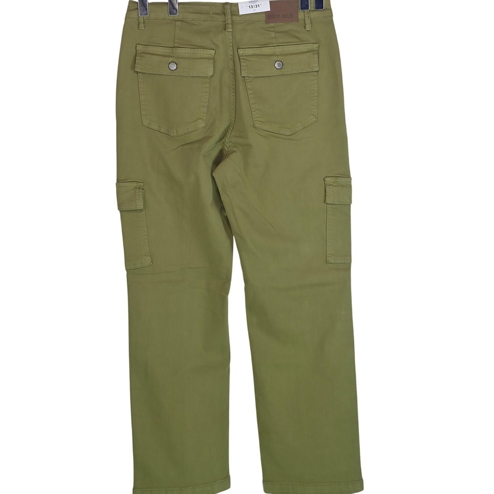 Judy Blue Pants Womens 13/31 Matcha Green High Waist Cargo‎ Straight Leg Stretch - Picture 2 of 13